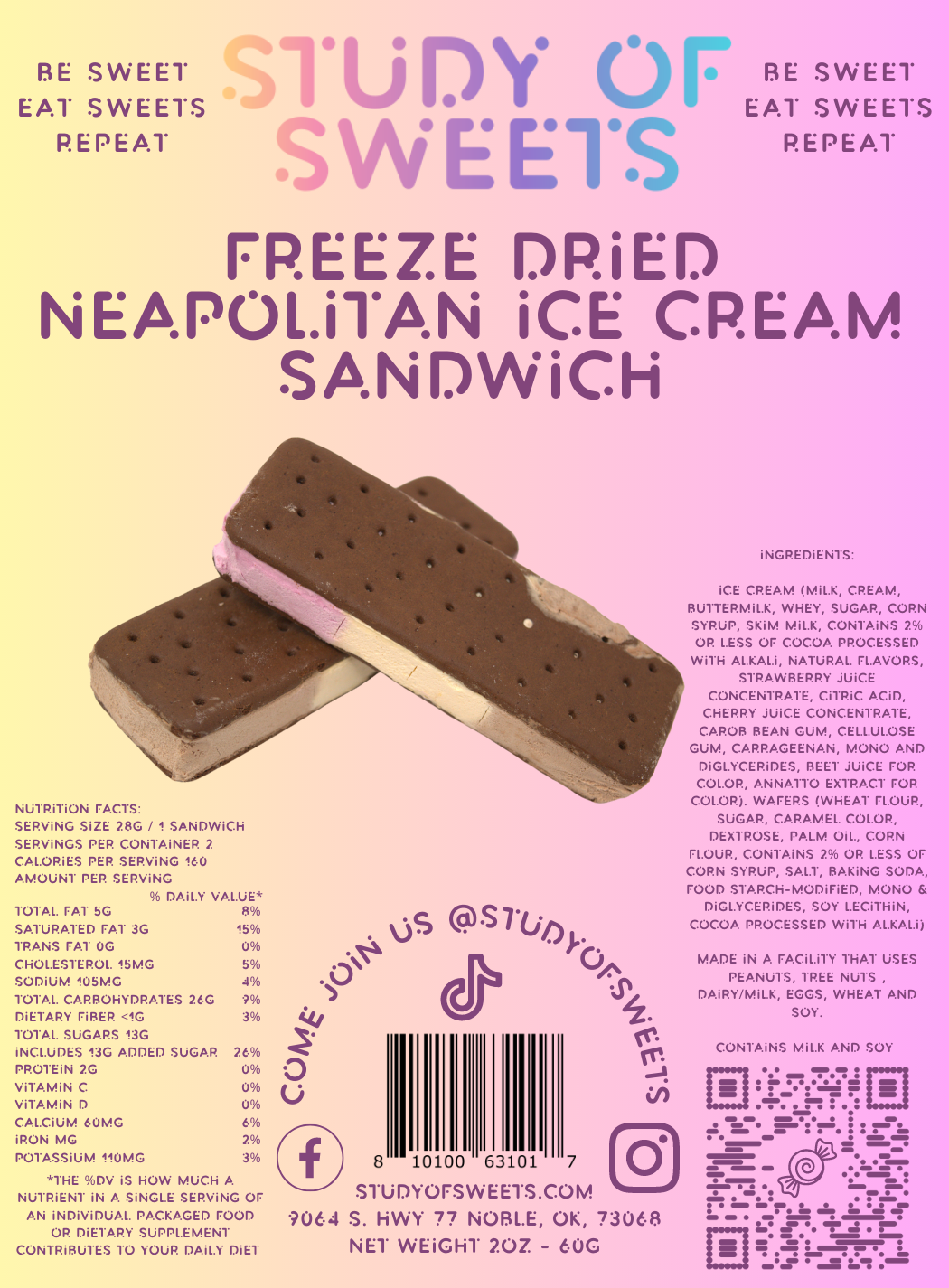 Freeze Dried Ice Cream Sandwiches 2 Pack